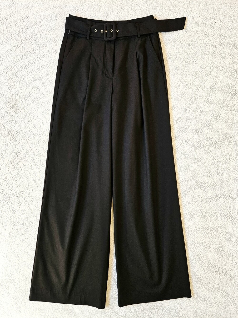 Worthington Women's Black Wide Leg Pleated Trousers Pants High Rise Belt Size 4 - Picture 2 of 9